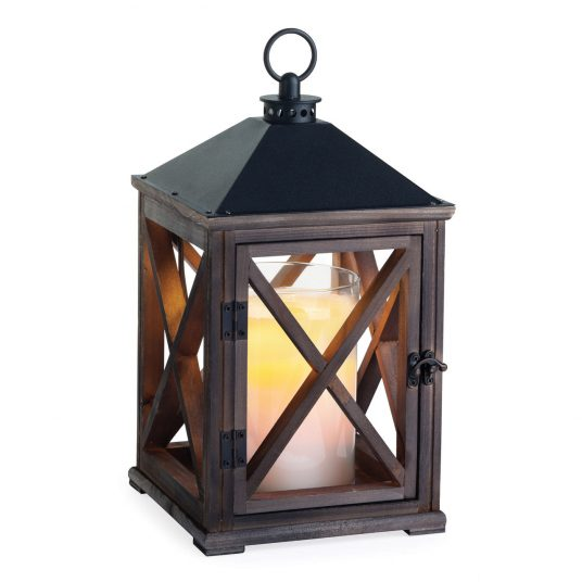 Wooden Candle Warmer Lantern-dark wood